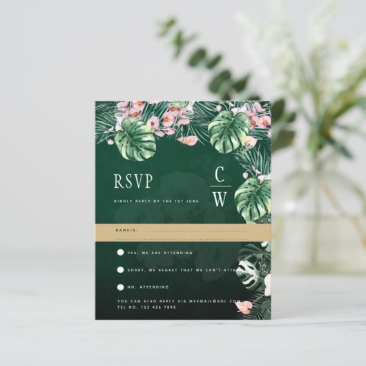 Papier LeahG Mariage botanique vert tropical (Debout devant)