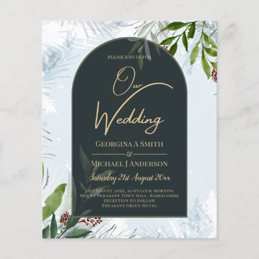 Papier LeahG Mariage d'hiver Aqua Blue Green INVITATION (Devant)