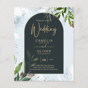 Papier LeahG Mariage d'hiver Aqua Blue Green INVITATION