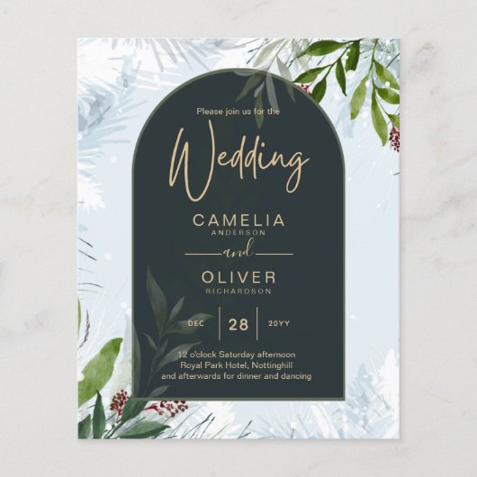 Papier LeahG Mariage d'hiver Aqua Blue Green INVITATION (Devant)