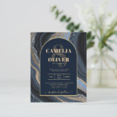 Papier LeahG Marine Blue Gold Agate STARRY Mariage de nui (Debout devant)