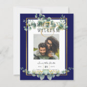 Papier LeahG NAVY BLUE OR Vert Eucalyptus Mariage (Devant)