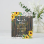 Papier LeahG Nuestra Boda Sunflowers Lights Invitation (Debout devant)