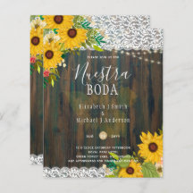 LeahG Nuestra Boda Sunflowers Lights Invitation