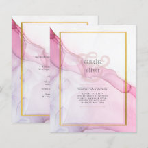 LeahG PINK Purple Encre Mariage Abstrait INVITE