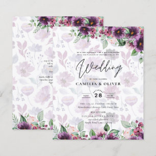 Papier LeahG Plum Purple Berry Mariage Floral Automne Hiv