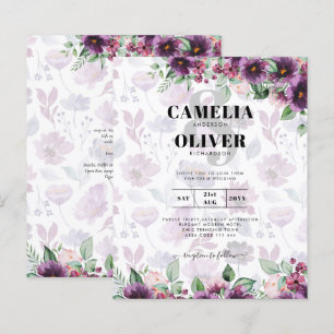 Papier LeahG Plum Purple Berry Mariage Floral Automne Hiv