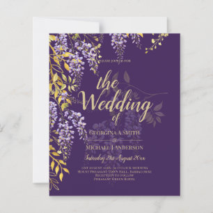 Papier LeahG Purple Gold WISTERIA Floral Wedal INVITE