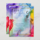 Papier LeahG Rainbow Pride Alcool Encre Mariage RSVPg (Devant / Derrière)