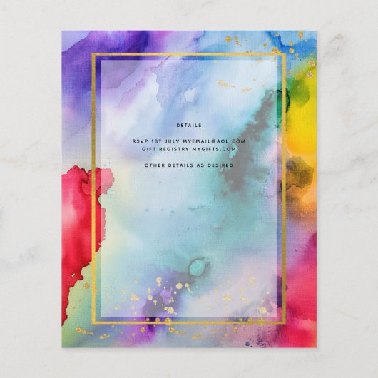 Papier LeahG Rainbow Pride Alcool Encre Mariage RSVPg (Dos)