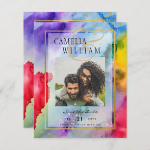 Papier LeahG Rainbow Pride Mariage d'encre PHOTO  Date de