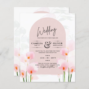 Papier LeahG Rose Calla Lily Mariage floral Invitation