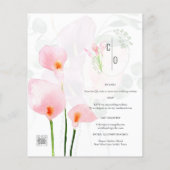 Papier LeahG Rose Calla Lily Mariage floral Invitation (Dos)