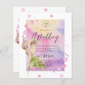 Papier LeahG Rose Calla Lily Mariage floral Invitation (Devant / Derrière)