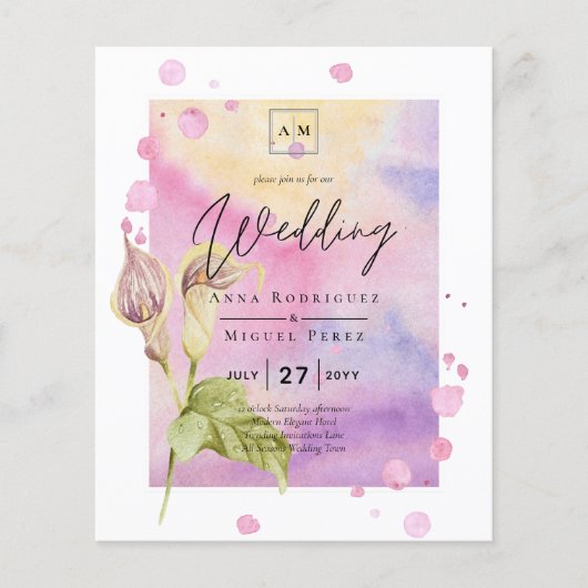 Papier LeahG Rose Calla Lily Mariage floral Invitation (Devant)