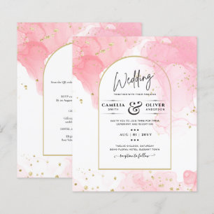 Papier LeahG ROSE OR ENCRE Mariage Abstrait INVITE
