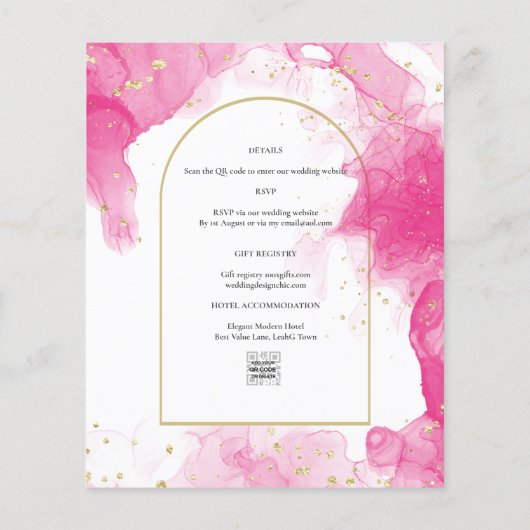 Papier LeahG ROSE OR ENCRE Mariage Abstrait INVITE (Dos)