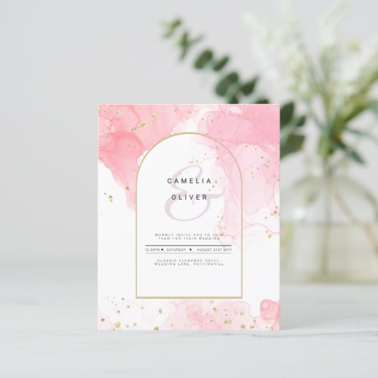 Papier LeahG ROSE OR ENCRE Mariage Abstrait INVITE (Debout devant)