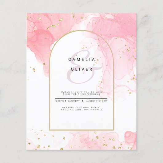 Papier LeahG ROSE OR ENCRE Mariage Abstrait INVITE (Devant)
