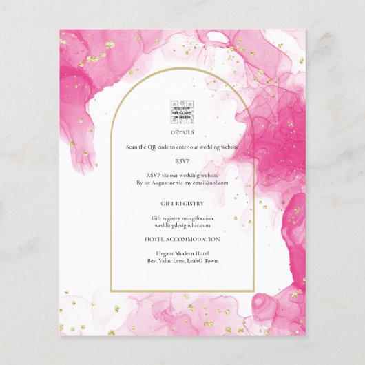 Papier LeahG ROSE OR ENCRE Mariage Abstrait INVITE (Dos)
