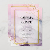 Papier LeahG Rose violet lavande Or ENCRE de mariage INVI (Devant / Derrière)