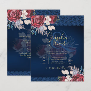Papier LeahG Roses en dentelle bleue de Bourgogne pour in