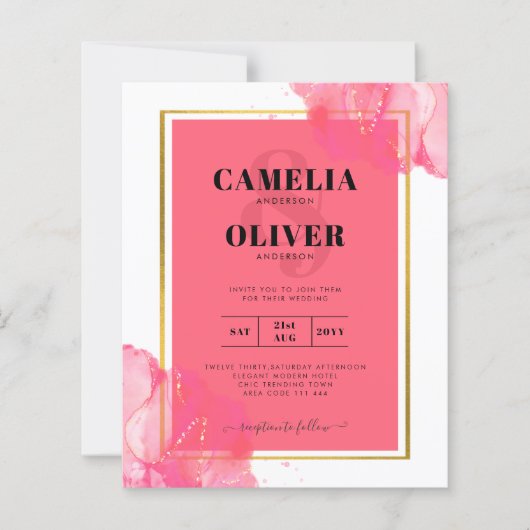 Papier LeahG Saumon PINK OR MARIAGE alcool encre (Devant)