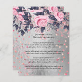 Papier LeahG Silver Navy Rosegold PInk Floral Mariage (Devant / Derrière)