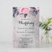 Papier LeahG Silver Navy Rosegold PInk Floral Mariage (Debout devant)