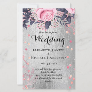 Papier LeahG Silver Navy Rosegold PInk Floral Mariage