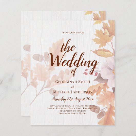 Papier LeahG Terracotta Automne part Mariage Invitation (Devant / Derrière)