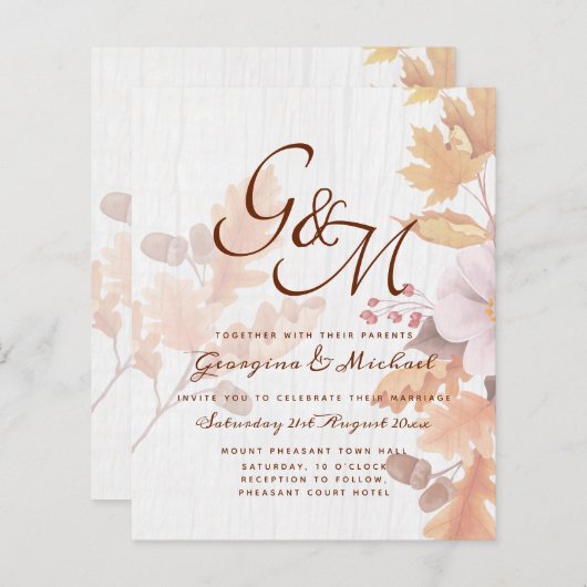 Papier LeahG Terracotta Automne part Mariage Invitation (Devant / Derrière)