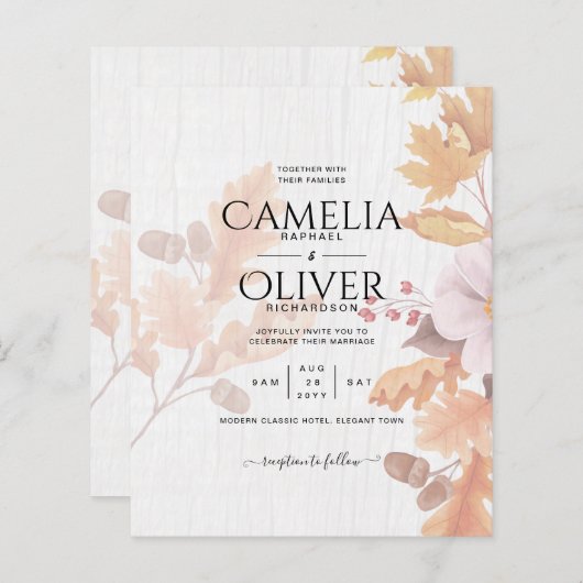 Papier LeahG Terracotta Automne part Mariage Invitation (Devant / Derrière)