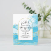 Papier LeahG Turquoise Gold Aqua Blue Wedding INVITE (Debout devant)