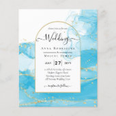Papier LeahG Turquoise Gold Aqua Blue Wedding INVITE (Devant)