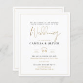 Papier LeahG White Gold Classic Typographie Mariage Invit (Devant / Derrière)