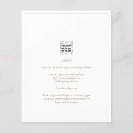 Papier LeahG White Gold Classic Typographie Mariage Invit (Dos)