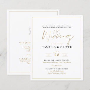 Papier LeahG White Gold Classic Typographie Mariage Invit