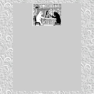 Papier Lecture de chiens et de chats dans la bibliothèque