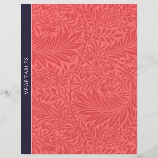 Papier Légumes | Diviseur de recettes | Floral rouge Vint (Dos)