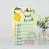Papier Lemon Anniversaire Mot Scramble Jeu (Debout devant)