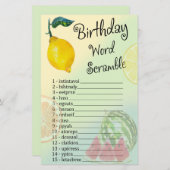 Papier Lemon Anniversaire Mot Scramble Jeu (Devant / Derrière)