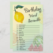 Papier Lemon Anniversaire Mot Scramble Jeu (Devant / Derrière)