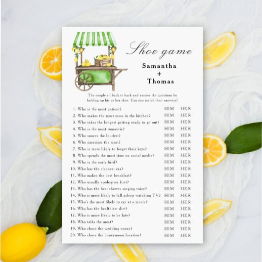 Papier Lemon Bridal shower Shoe game