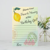 Papier Lemon Favorite Mémoire de la fille d'anniversaire (Debout devant)