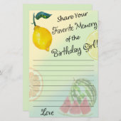 Papier Lemon Favorite Mémoire de la fille d'anniversaire (Devant / Derrière)