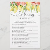 Papier Lemon Floral qui connaît Marié le meilleur jeu de (Devant)