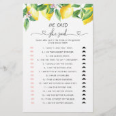 Papier Lemon Il a dit qu'elle a dit jeu de douche (Devant)