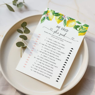 Papier Lemon Il a dit qu'elle a dit jeu de douche