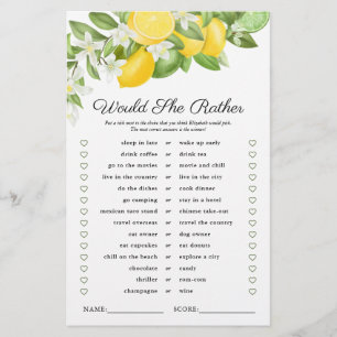 Papier Lemon Lime Green Fête des mariées Jeu